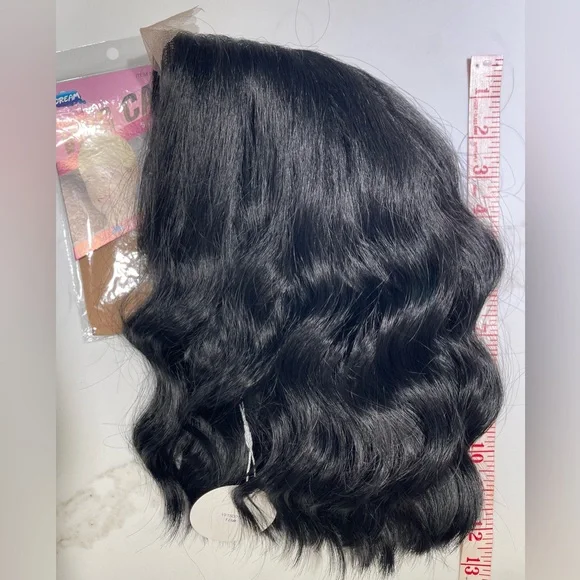 HAIR, 12” long, Wavy, center part, Black - Picture 6 of 8